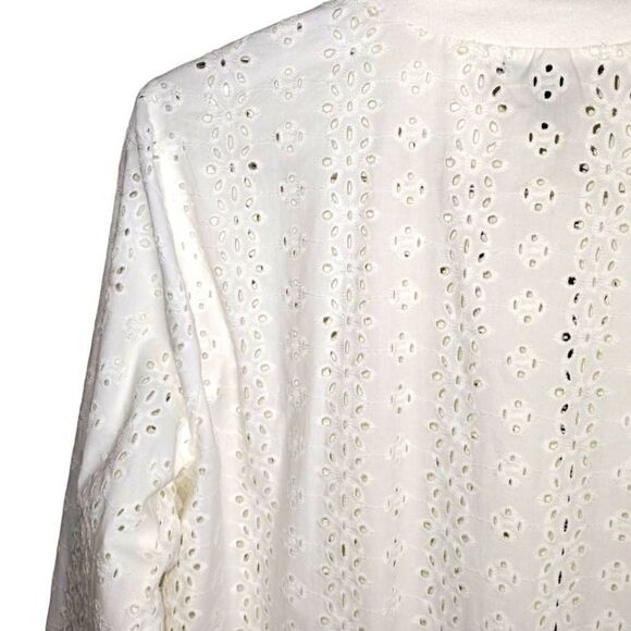 Torrid Womens Jacket Sz 10 White Cream Eyelet Zip Front Summer Spring - Picture 6 of 13
